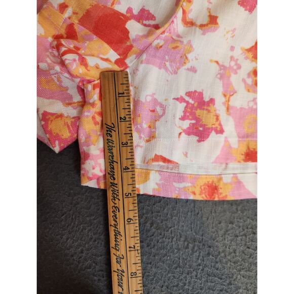ASOS DESIGN CURVE Floral Print Size 22 Linen Blend Shorts Pockets Pink White NWT - Picture 3 of 8